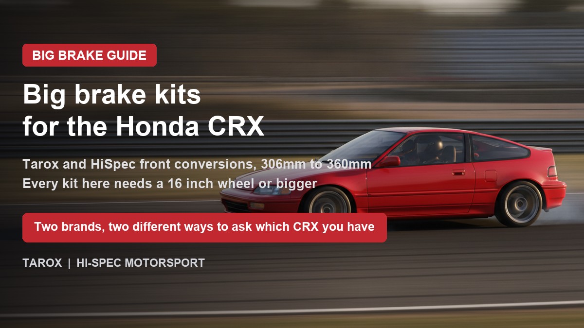 Red Honda CRX on track with the title Big brake kits for the Honda CRX