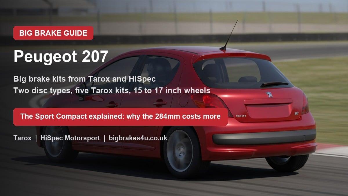 Big brake kit guide for the Peugeot 207, Tarox and HiSpec kits from 285mm to 340mm
