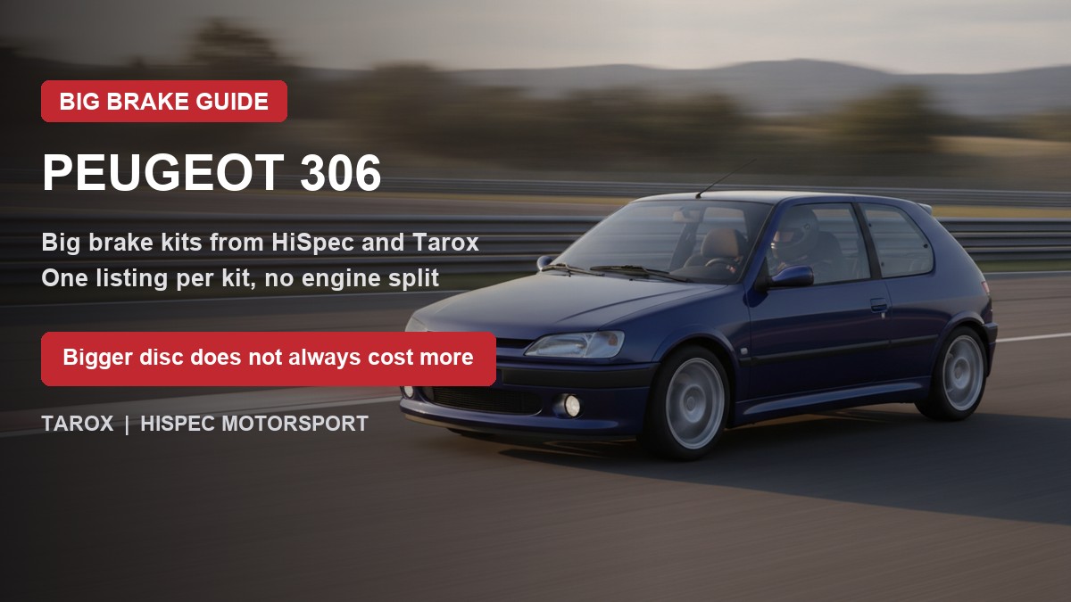 Peugeot 306 on track with the title Bigger disc does not always cost more
