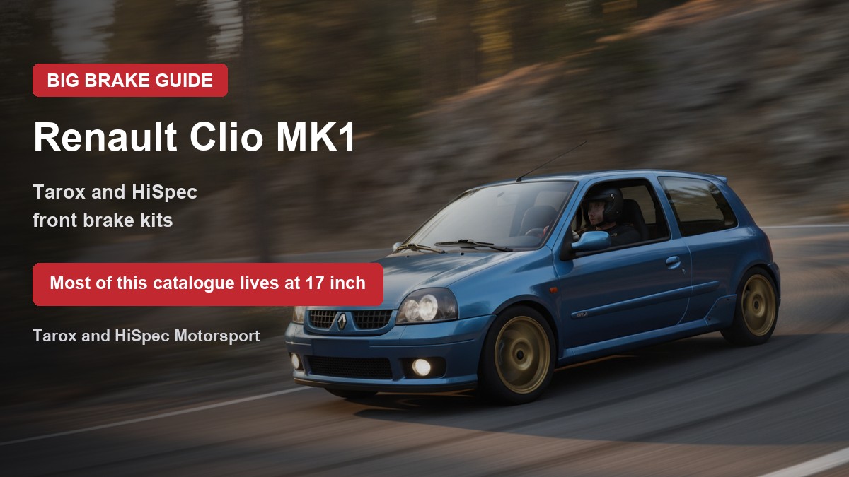 Renault Clio MK1 on a rally stage with the title most of this catalogue lives at 17 inch