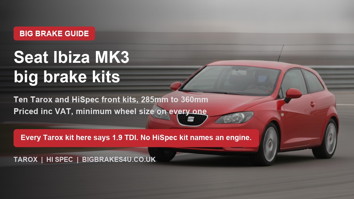 Red Seat Ibiza MK3 on track with the title every Tarox kit here says 1.9 TDI and no HiSpec kit names an engine