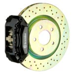 Brembo A 4 piston caliper with 285-305-310-315-323-330mm 1-piece drilled disc, black finish