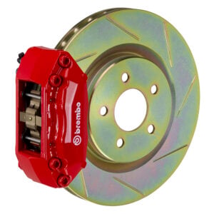Brembo A 4 piston caliper with 285-305-310-315-323-330mm 1-piece slotted type 1 disc, red finish