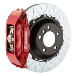 Brembo BH 4 piston caliper with 332-355-380mm 2-piece slotted type 3 disc, red finish