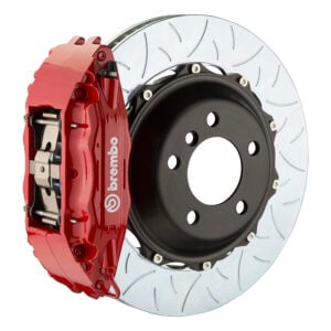 Brembo BH 4 piston caliper with 332-355-380mm 2-piece slotted type 3 disc, red finish
