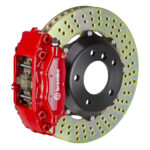 Brembo C 4 piston caliper with 320mm 2-piece drilled disc, red finish