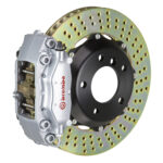 Brembo C 4 piston caliper with 320mm 2-piece drilled disc, silver finish