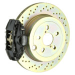 Brembo E 2 piston caliper with 294-316mm 1-piece drilled disc, black finish