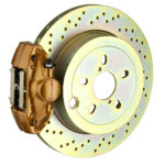 Brembo E 2 piston caliper with 294-316mm 1-piece drilled disc, gold finish