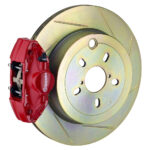 Brembo E 2 piston caliper with 294-316mm 1-piece slotted type 1 disc, red finish