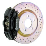 Brembo E 4 piston caliper with 326mm 1-piece drilled disc, black finish