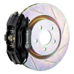Brembo E 4 piston caliper with 326mm 1-piece slotted type 1 disc, black finish