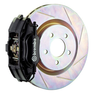 Brembo E 4 piston caliper with 326mm 1-piece slotted type 1 disc, black finish