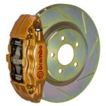 Brembo E 4 piston caliper with 326mm 1-piece slotted type 1 disc, gold finish