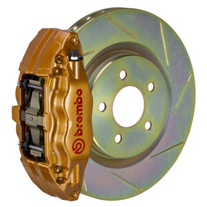 Brembo E 4 piston caliper with 326mm 1-piece slotted type 1 disc, gold finish