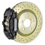 Brembo E 4 piston caliper with 330mm 1-piece drilled disc, black finish