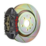 Brembo P 4 piston caliper with 323-365mm 1-piece slotted type 1 disc, GT-S nickel finish