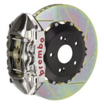 Brembo P 4 piston caliper with 328mm 2-piece slotted type 1 disc, GT-R nickel finish