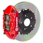 Brembo P 4 piston caliper with 328mm 2-piece slotted type 1 disc, red finish