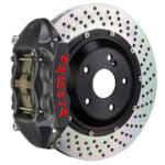 Brembo P 4 piston caliper with 345-365-380mm 2-piece drilled disc, GT-S nickel finish