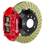 Brembo P 4 piston caliper with 345-365-380mm 2-piece drilled disc, red finish