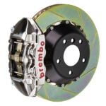 Brembo P 4 piston caliper with 345-365-380mm 2-piece slotted type 1 disc, GT-R nickel finish