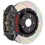 Brembo P 4 piston caliper with 345-365-380mm 2-piece slotted type 1 disc, GT-S nickel finish