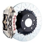 Brembo P 4 piston caliper with 345-365-380mm 2-piece slotted type 3 disc, GT-R nickel finish