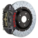 Brembo P 4 piston caliper with 345-365-380mm 2-piece slotted type 3 disc, GT-S nickel finish
