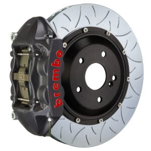 Brembo P 4 piston caliper with 345-365-380mm 2-piece slotted type 3 disc, GT-S nickel finish