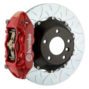 Brembo P 4 piston caliper with 345-365-380mm 2-piece slotted type 3 disc, red finish