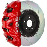 Brembo Q 8 piston caliper with 412mm 2-piece slotted type 1 disc, red finish