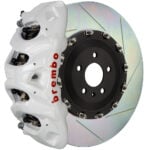 Brembo Q 8 piston caliper with 412mm 2-piece slotted type 1 disc, white finish
