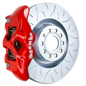 Brembo S 4 piston caliper with 345mm 1-piece slotted type 3 disc, red finish