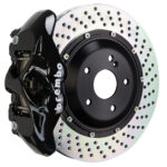 Brembo S 4 piston caliper with 345-380mm 2-piece drilled disc, black finish