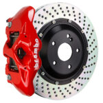 Brembo S 4 piston caliper with 345-380mm 2-piece drilled disc, red finish