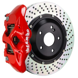 Brembo S 4 piston caliper with 345-380mm 2-piece drilled disc, red finish