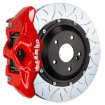 Brembo S 4 piston caliper with 345-380mm 2-piece slotted type 3 disc, red finish