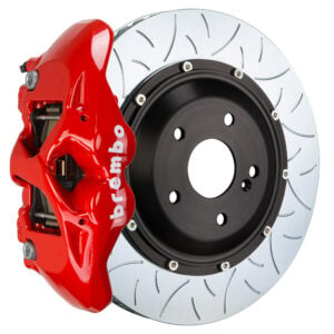 Brembo S 4 piston caliper with 345-380mm 2-piece slotted type 3 disc, red finish