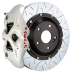 Brembo S 4 piston caliper with 345-380mm 2-piece slotted type 3 disc, white finish