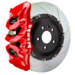 Brembo T 6 piston caliper with 365-380mm 2-piece slotted type 1 disc, red finish