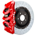 Brembo T 6 piston caliper with 365-380mm 2-piece slotted type 3 disc, red finish