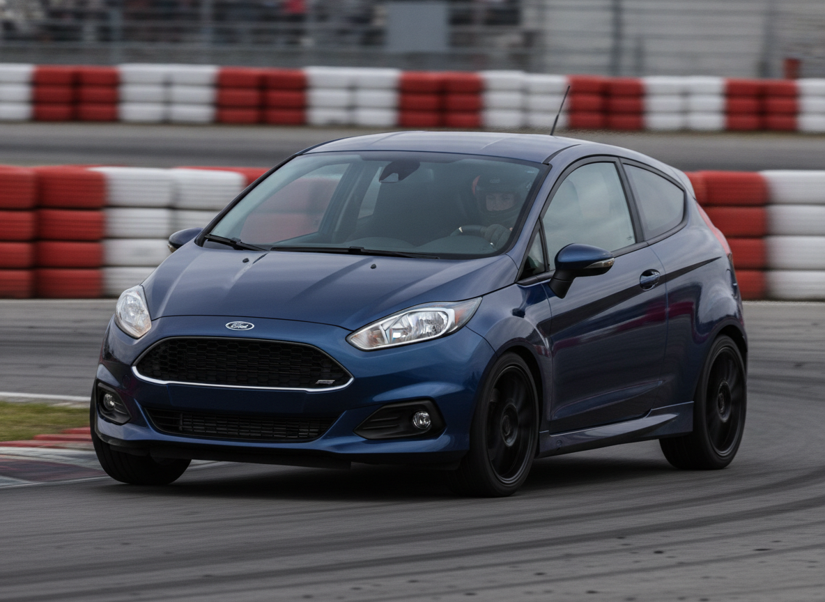 Ford Fiesta MK7 driving on a racing circuit with HiSpec big brake kit upgrade