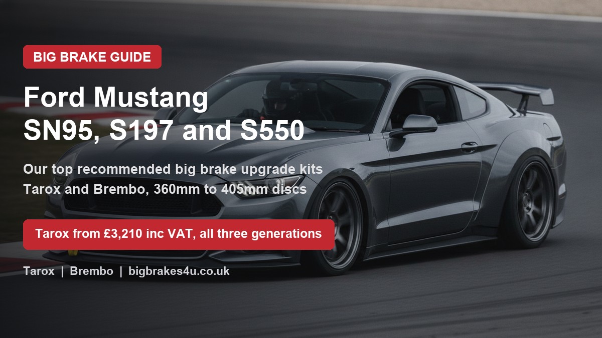 Ford Mustang SN95, S197 and S550 on track, big brake upgrade kit guide cover