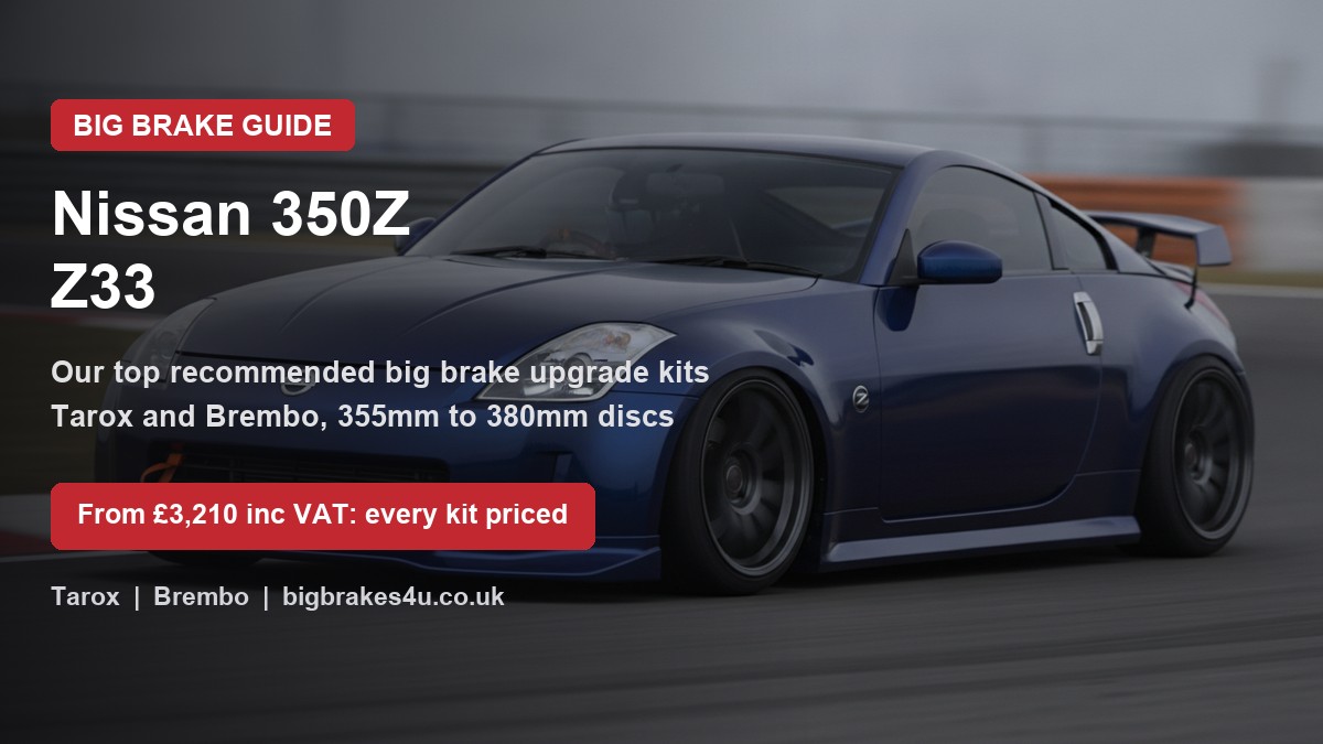 Nissan 350Z Z33 on track, big brake upgrade kit guide cover